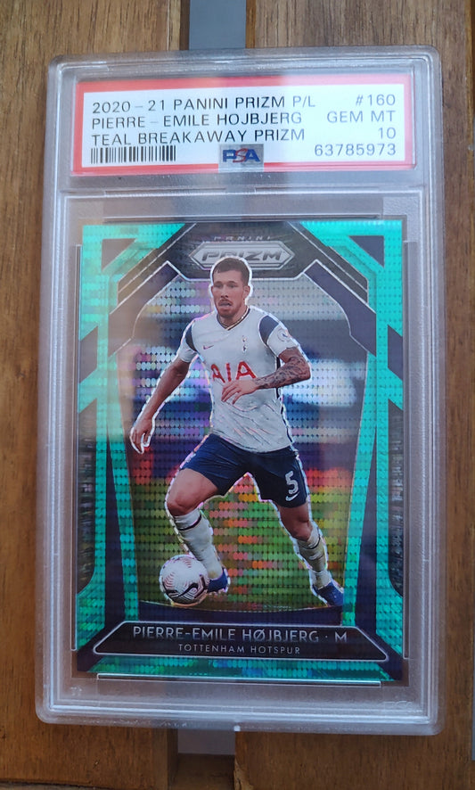 Pierre Emile Højbjerg - 2021-22 Prizm Premier League - Teal Breakaway /49 - PSA 10 - Tottenham